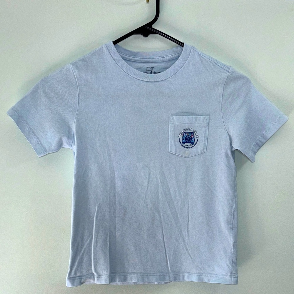 Vineyard Vines Kids Light Blue Pocket Tee size 6